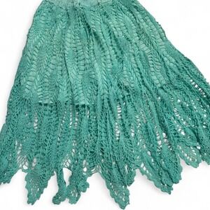Hand-Crocheted Teal Midi Skirt‎ (S/M)